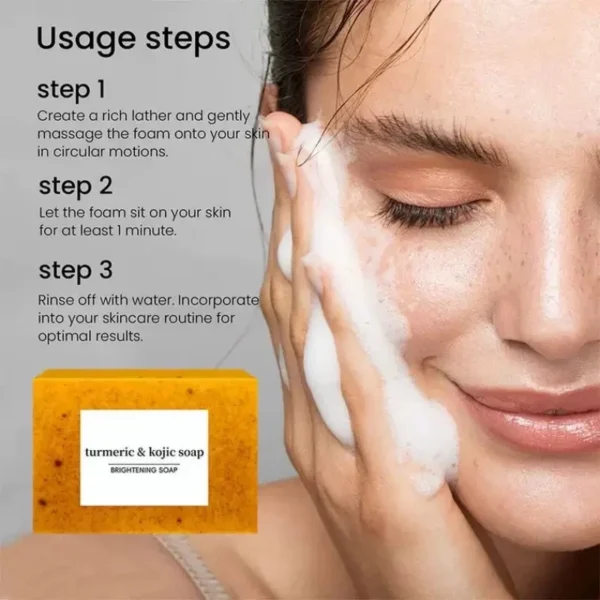 Turmeric Kojic Acid Lemon Soap Bar, for Deep Cleaning and Brightening - Image 3