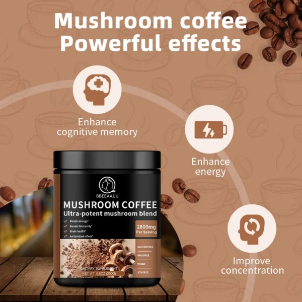 Mushroom Coffee, Brain Booster for Mental Clarity and Concentration - Image 4