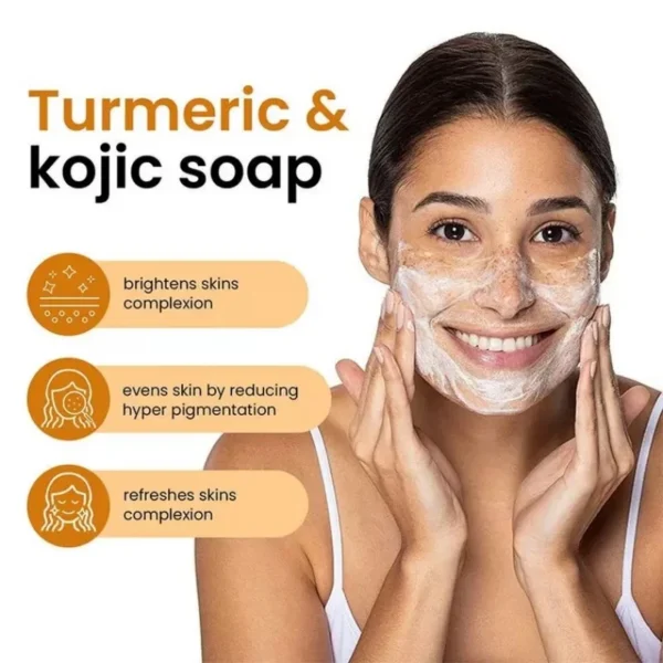 Turmeric Kojic Acid Lemon Soap Bar, for Deep Cleaning and Brightening - Image 7
