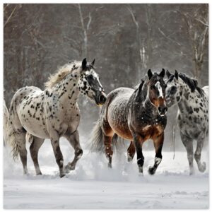 Appaloosas In the Snow - Classic Semi-Glossy Poster, 50x50 cm / 20x20″